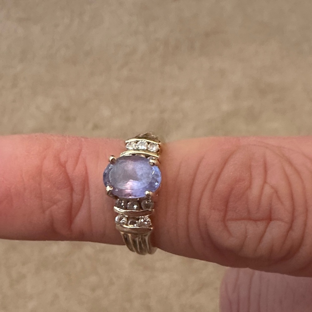 14K Gold and diamond, Tanzanite Ring (light purple)